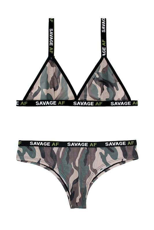 Savage Af Bralette and Cheeky Panty - Forest Camo - M/l FL-B-AF810ML